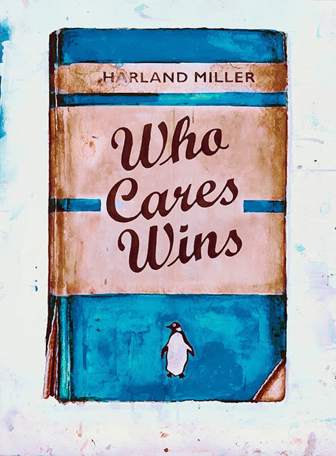 Harland Miller, <i>Who Cares Wins</i> (2020). Image courtesy the artist and White Cube.
