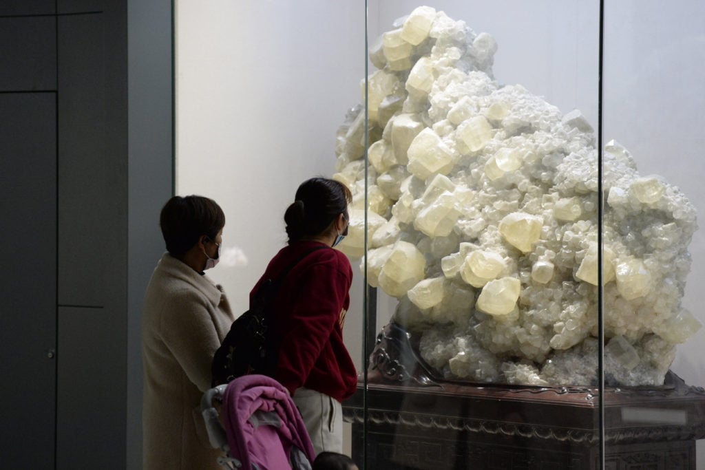 The Anhui Geological Museum in Hefei, China, reopened on March 27 to visitors with reservations. The museum limited attendance to fewer than 1,000 visitors per day. (Photo by Huang Bohan/Xinhua via Getty) (Xinhua/Huang Bohan via Getty Images)