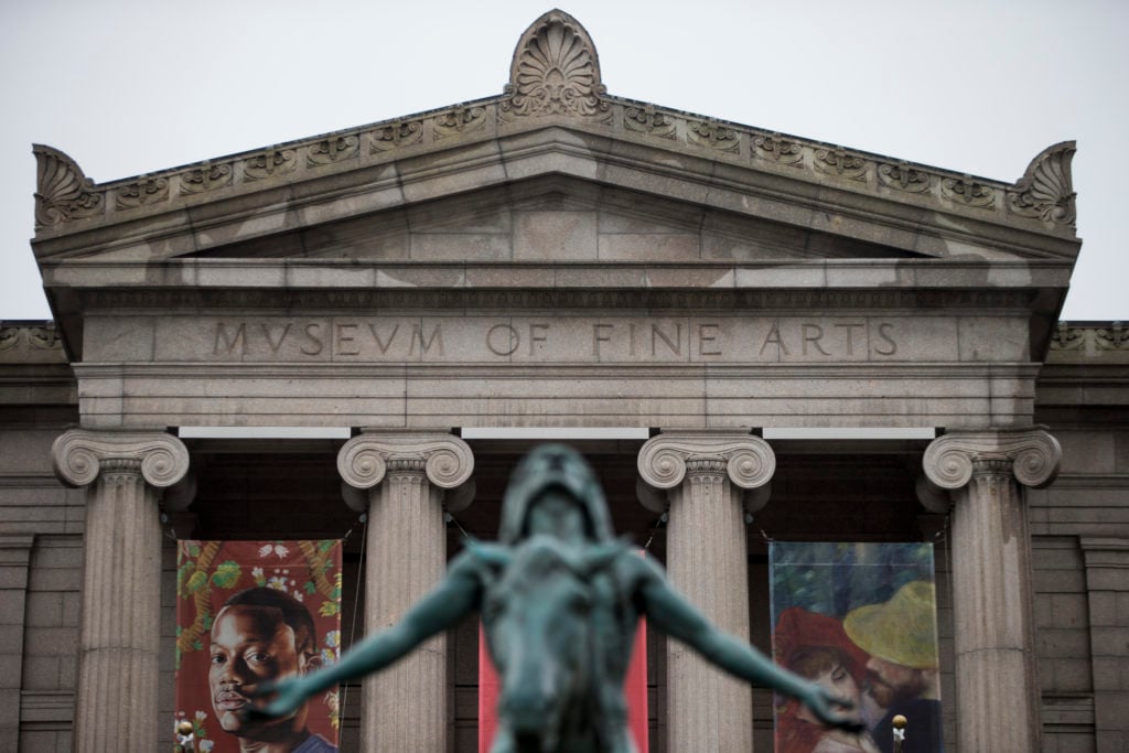 The Museum of Fine Arts in Boston on April 3, 2020. Photo by Blake Nissen for the Boston Globe via Getty Images.