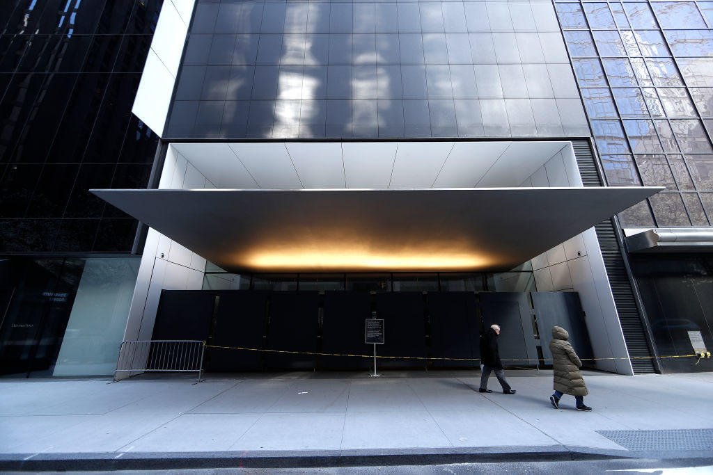 The front entrance of the Museum of Modern Art (MoMa) is closed as the city attempts to slow down the coronavirus through social distancing on March 22, 2020 in New York City. Photo: John Lamparski/Getty Images.