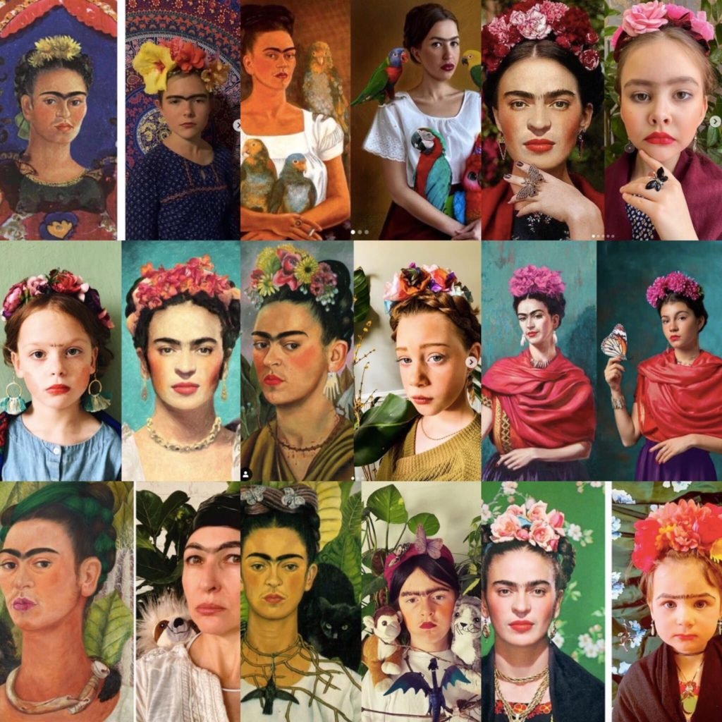 Some of the various Frida Kahlo recreations, courtesy of Instagram. 