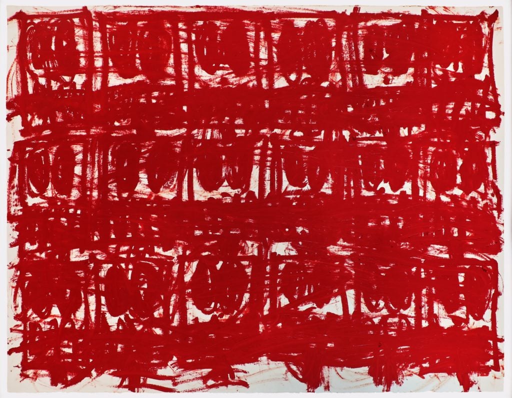 Rashid Johnson, Untitled Anxious Red Drawing (2020). Courtesy of Hauser & Wirth.
