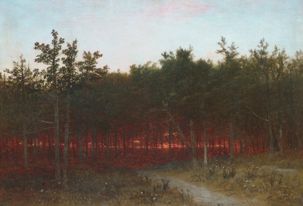 John Frederick Kensett, Twilight in the Cedars at Darien, Connecticut (1872). Image courtesy the Metropolitan Museum of Art.