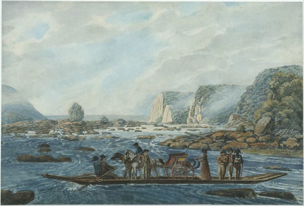 Pavel Petrovich Svinin, A Ferry Scene on the Susquehanna at Wright's Ferry, near Havre de Grace (1811–ca. 1813). Image courtesy Metropolitan Museum of Art.