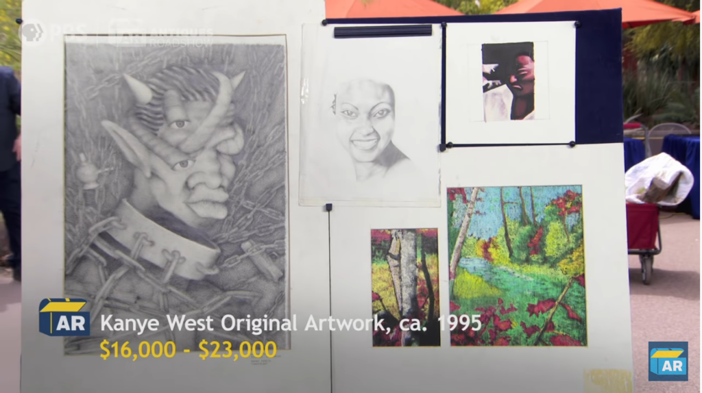 Kanye West's high school artwork on <em>Antiques Roadshow</em>. Screenshot. 