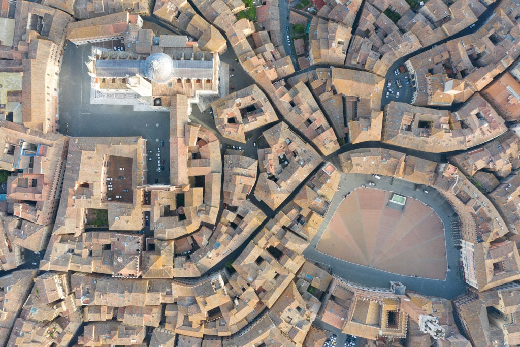 Siena as seen in Parker and Clayton Calvert's <em>Siena by Air</eM>. Photo courtesy of the artists. 