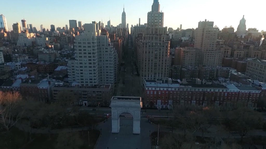 Washington Square Park as seen in Parker and Clayton Calvert's <em>NYC by Air</eM>. Photo courtesy of the artists. 