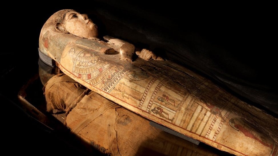 Conservators have discovered previously unknown paintings inside the Egyptian mummy Ta-Kr-Hb, from the collection of the Perth Museum and Art Gallery, Scotland. Photo courtesy of the Perth Museum and Art Gallery, Scotland.