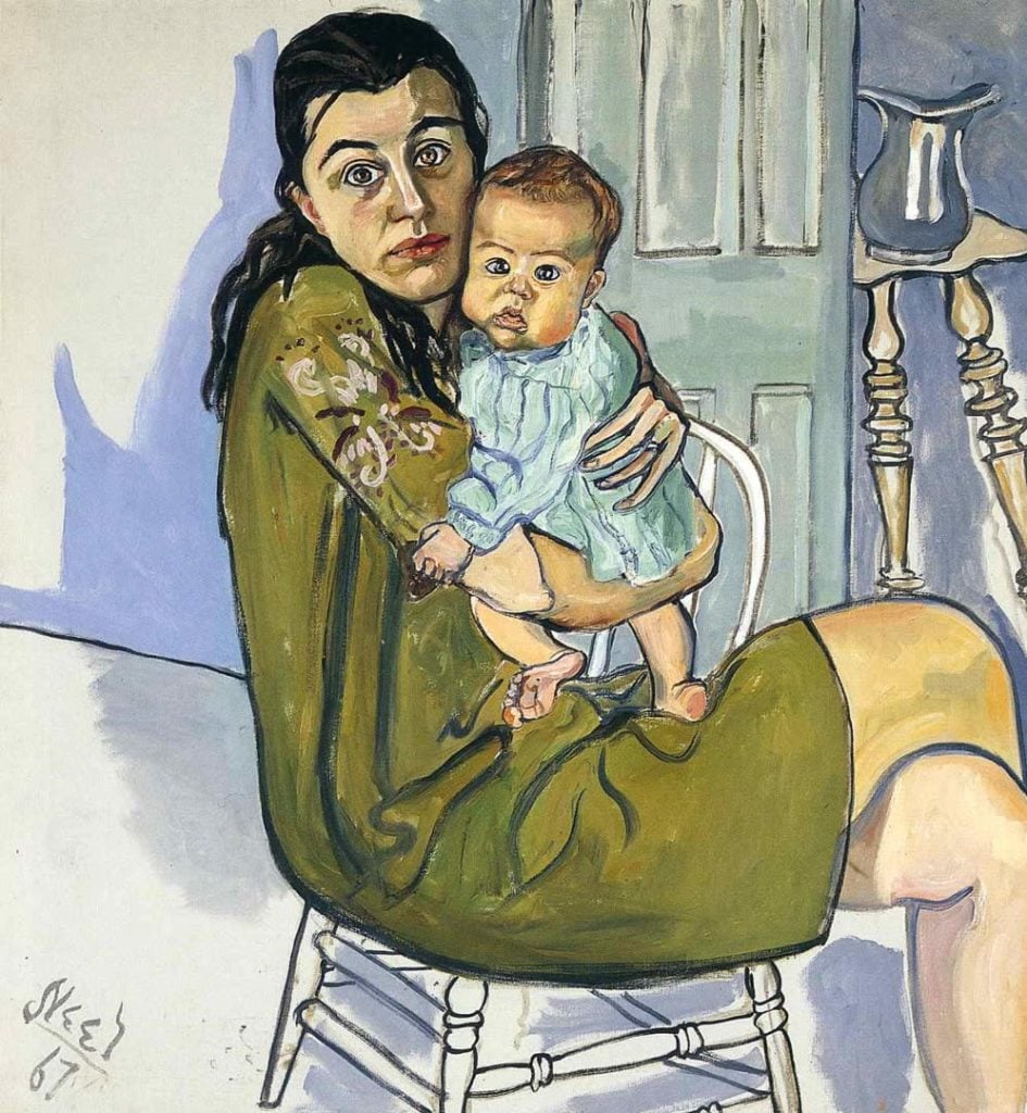 Alice Neel, <i>Mother and Child (Nancy and Olivia)</i> (1967). Courtesy of Artnet. 