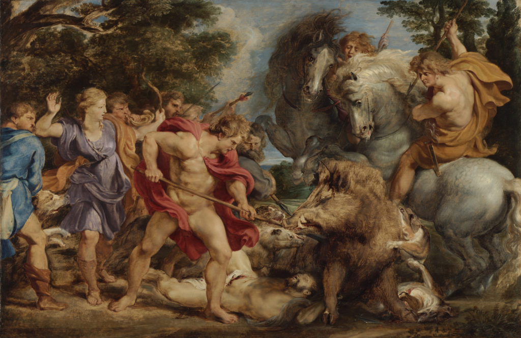  Peter Paul Rubens, <em>The Calydonian Boar Hunt</em> (circa 1611–12). Courtesy of the J. Paul Getty Museum.