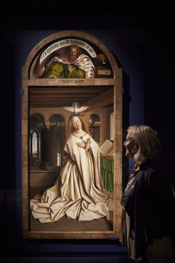 Installation view, "Van Eyck. An Optical Revolution" at the Museum of Fine Arts Ghent (MSK). Photograph by David Levene. 