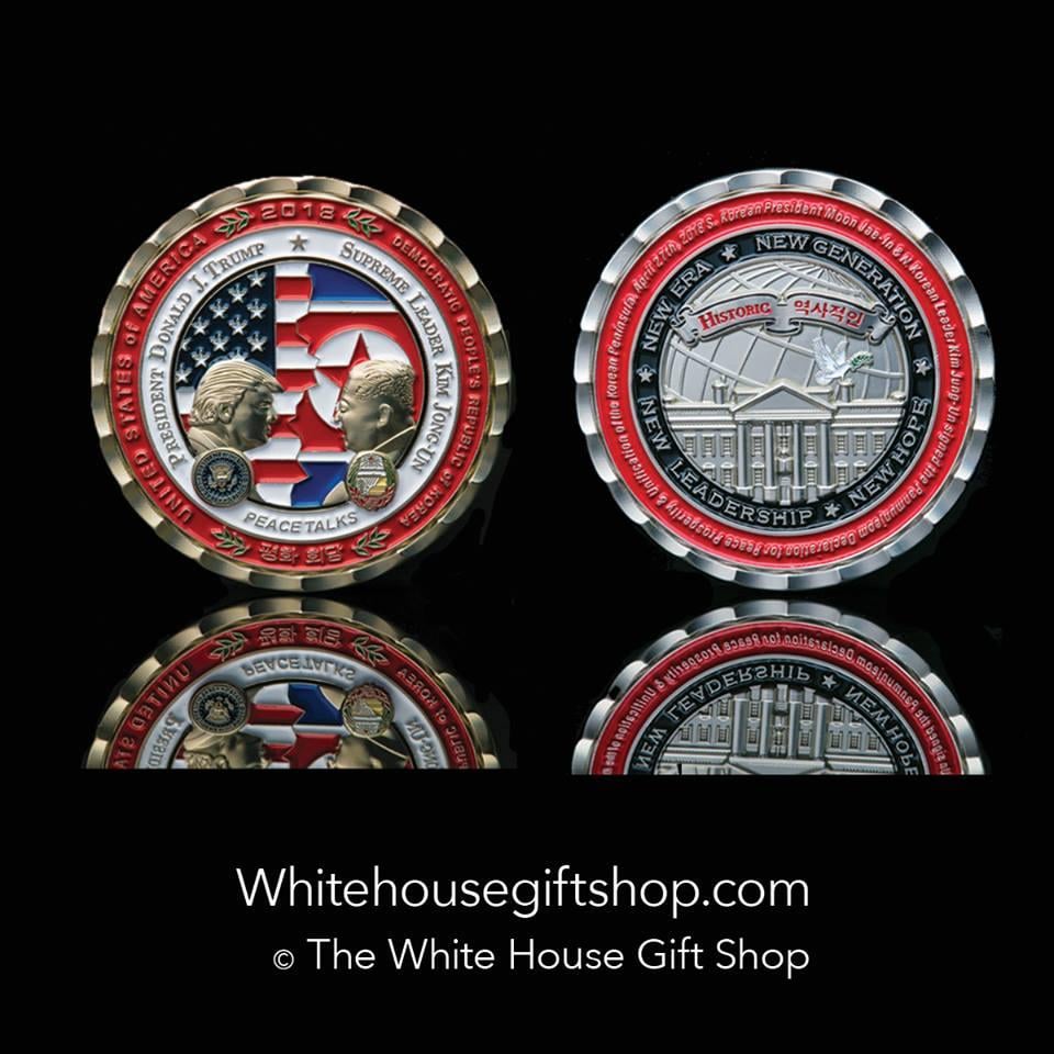 The White House Gift Shop's "Historic Moments" coin commemorating the Singapore summit between President Donald Trump and North Korean leader Kim Jong Un. Photo courtesy of the White House Gift Shop.