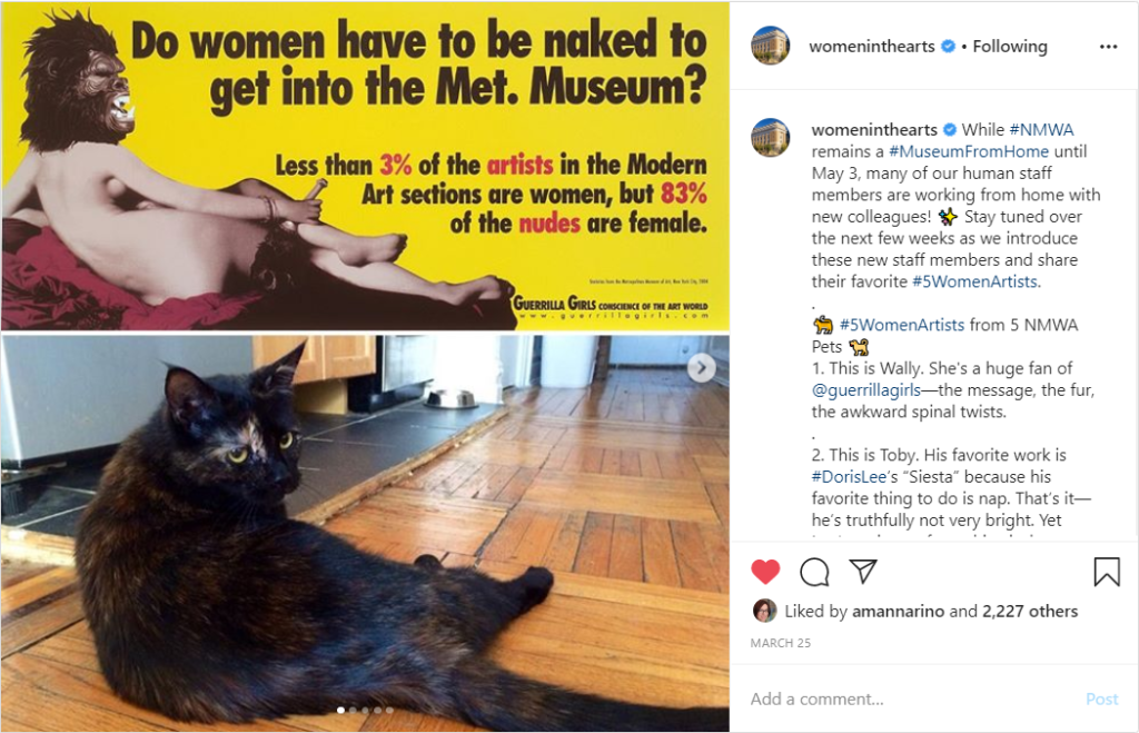 Screen shot from the National Museum of Women in the Arts's Instagram.