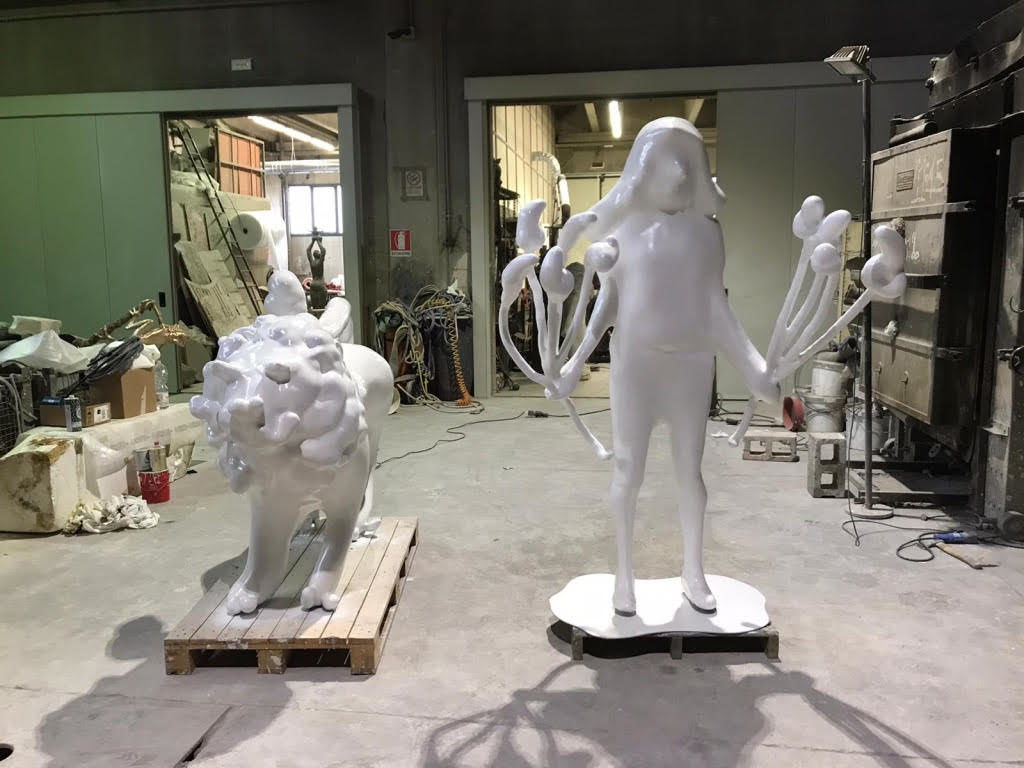 A view of the artwork in progress in a Milan foundry. Courtesy of the gallery.