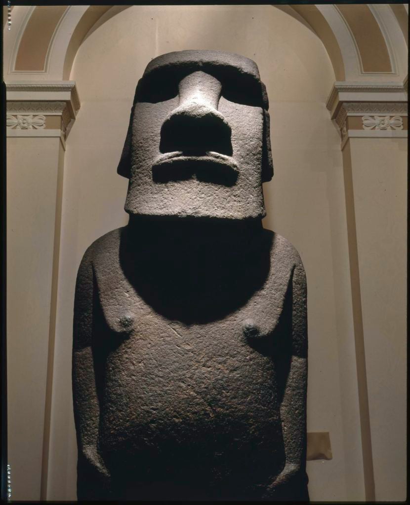 Human figure (Hoa Hokanani'a) made of stone (basalt) by the Rapanui on Easter Island. Photo ©the Trustees of the British Museum.