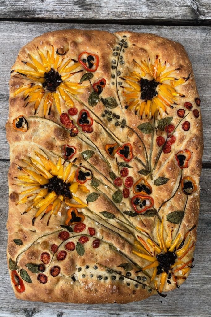 Teri Culletto is credited with popularizing Garden Focaccia. She called this work, inspired by an exhibition at the Museum of Fine Arts, Boston, "Vincent van Dough." Photo by Teri Culletto.