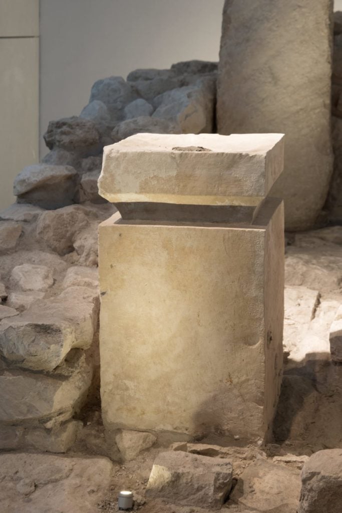The larger altar from Arad's holy of holies was used for frankincense offerings. Photo courtesy of the Israel Antiquities Authority, ©the Israel Museum, by Laura Lachman.