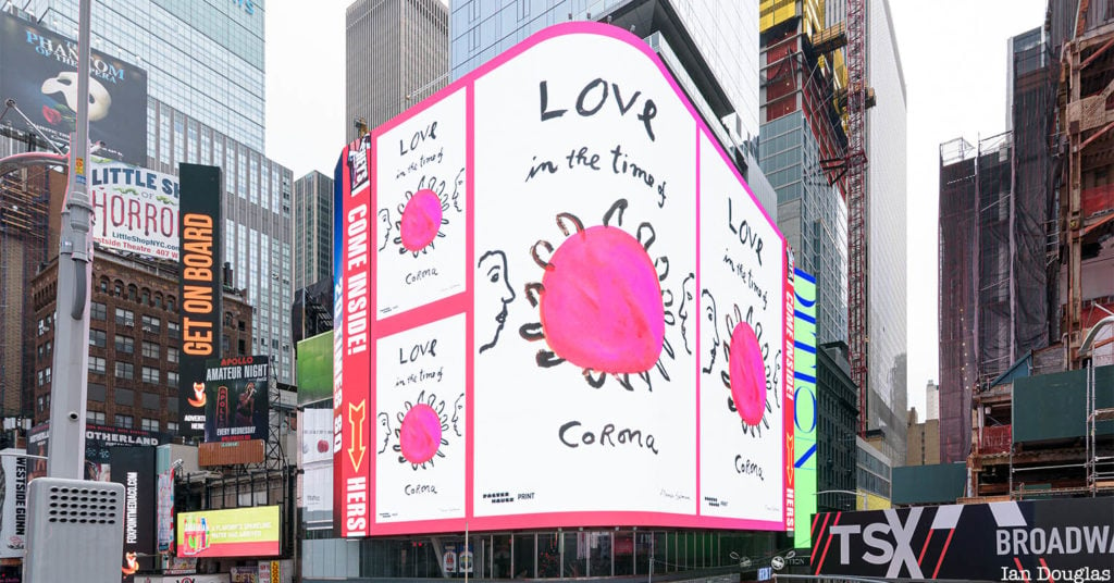 Maira Kalman for "Messages for the City." Photo by Ian Douglas courtesy Times Square Arts