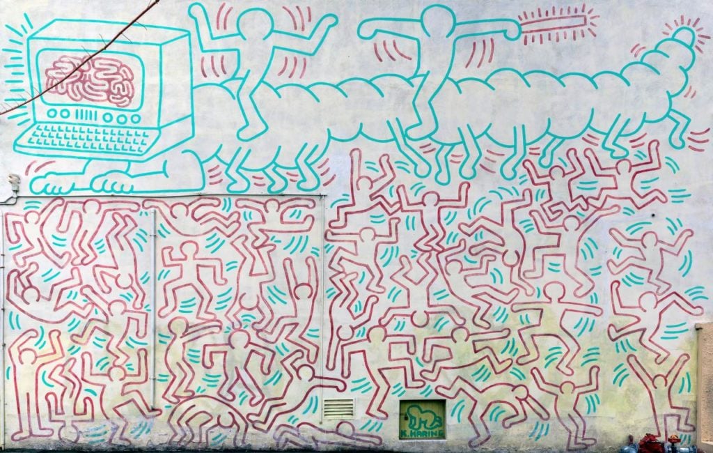 Keith Haring's Melbourne mural was painted in 1984 on a visit to the city. Couresy of the National Victoria Gallery.