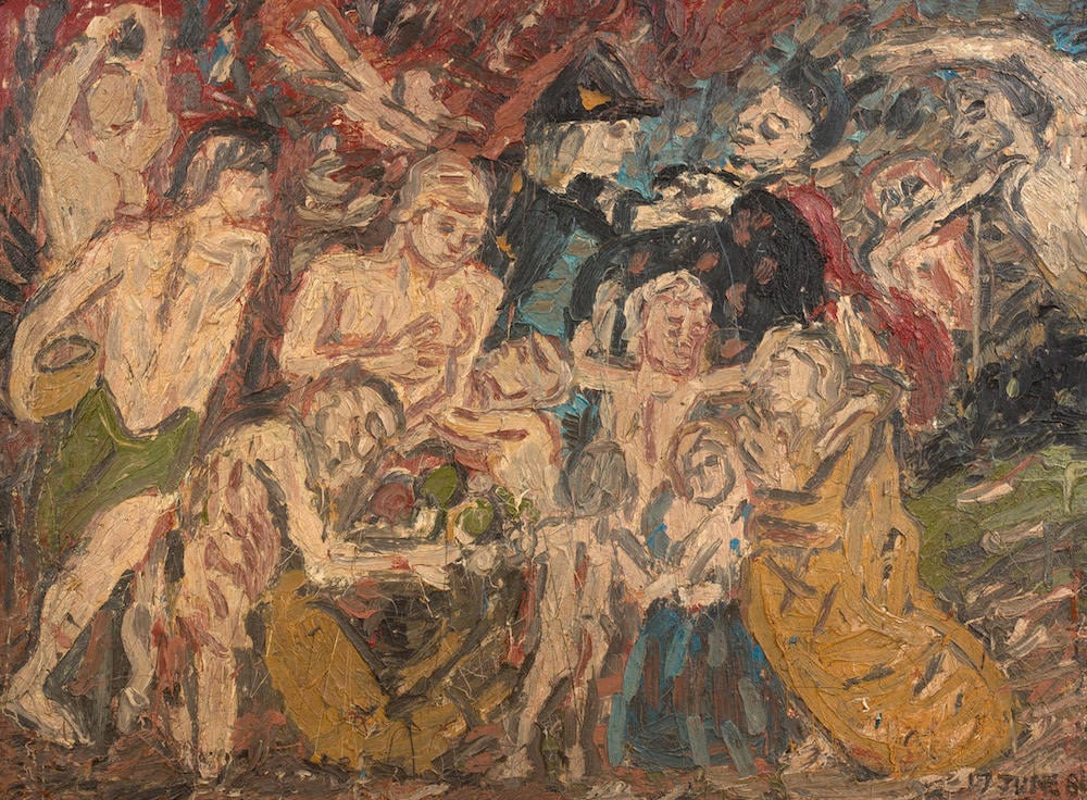 Leon Kossoff Study from 'Minerva Protects Pax from Mars' by Rubens (1981). Image courtesy Piano Nobile