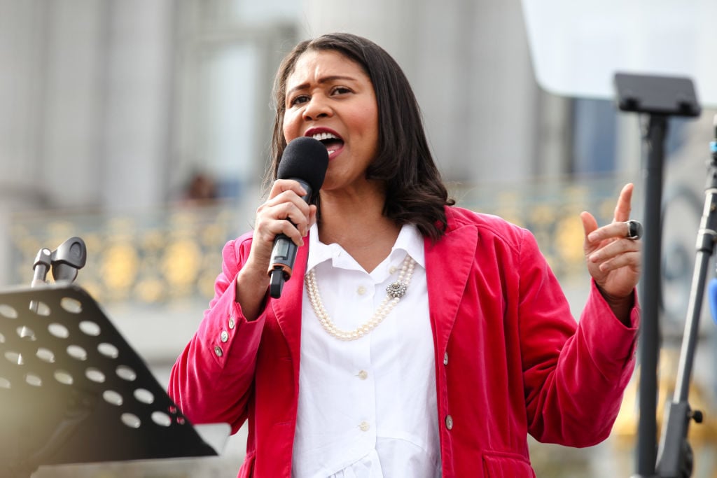 San Francisco Mayor London Breed speaks onstage at Civic Center Plaza during the Women's March San Francisco on January 19, 2019 in San Francisco, California. Photo: Kelly Sullivan/Getty Images.