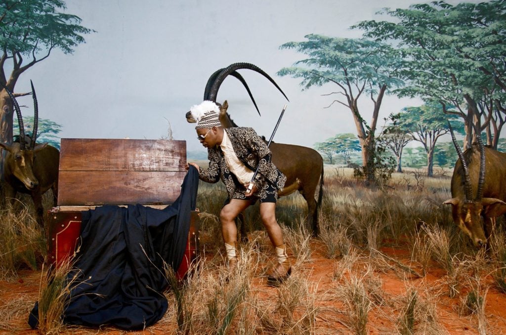 Kiluanji Kia Henda, The Last Journey of the Dictator Mussunda N'zombo Before the Great Extinction (Act III) (2017). Courtesy of Goodman Gallery.