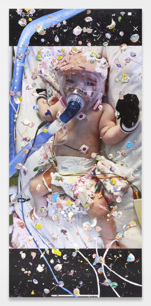 Marc Quinn, Viral Painting. Baby Erin Bates, The Times (Painted 15 April 2020) (2020). Courtesy and copyright Marc Quinn studio.