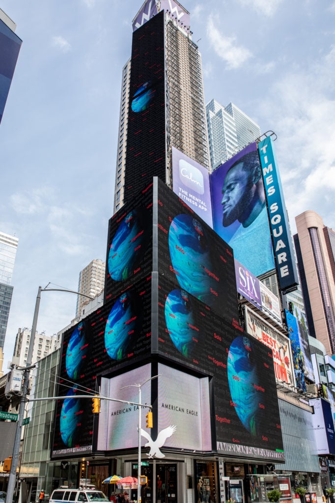 Paula Crown for "Messages for the City." Photo courtesy of Times Square Arts.