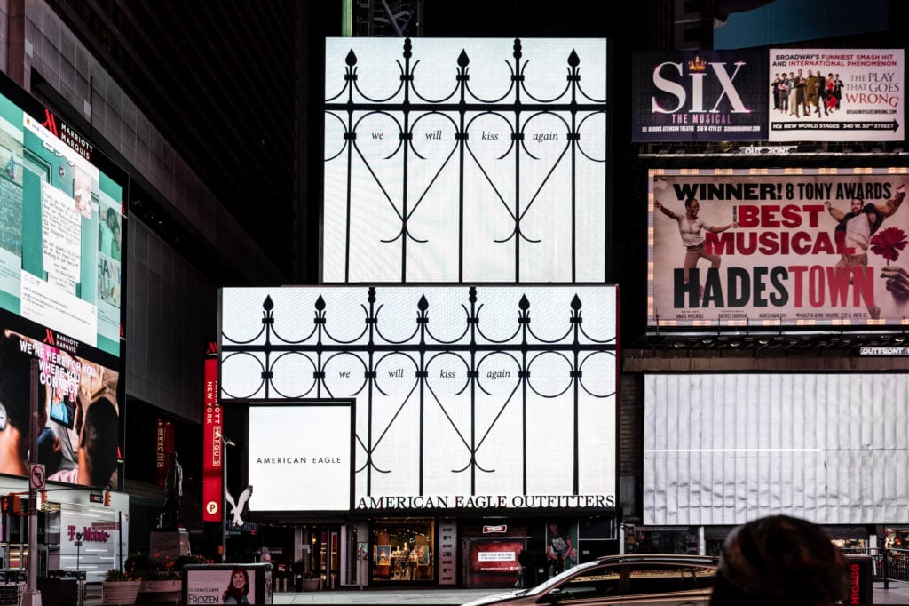 Pedro Reyes for "Messages for the City." Photo courtesy of Times Square Arts.