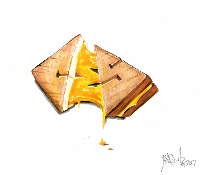 Ces's drawing of his grilled cheese. Courtesy of Ces. 