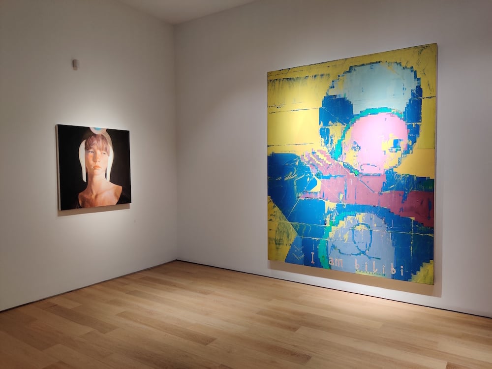 Left, Arx Lee, Girl from the H Family (2019). Right, Arx Lee, I AM BILIBI (2008). Image courtesy the artist and Tang Contemporary Art, Hong Kong.