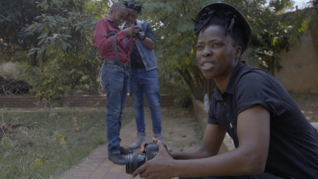 Zanele Muholi at work in a production still from the Art21 
