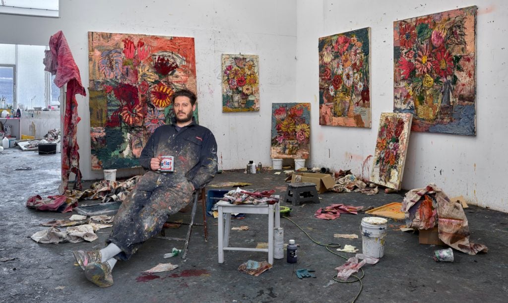 Artist Daniel Crews-Chubb in his studio. Courtesy of Timothy Taylor Gallery.