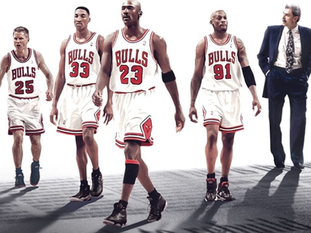 The promo image for ESPN documentary <em>The Last Dance</em>, about the Bulls's 1997–98 season, Michael Jordan's last with the team. Image courtesy of ESPN.