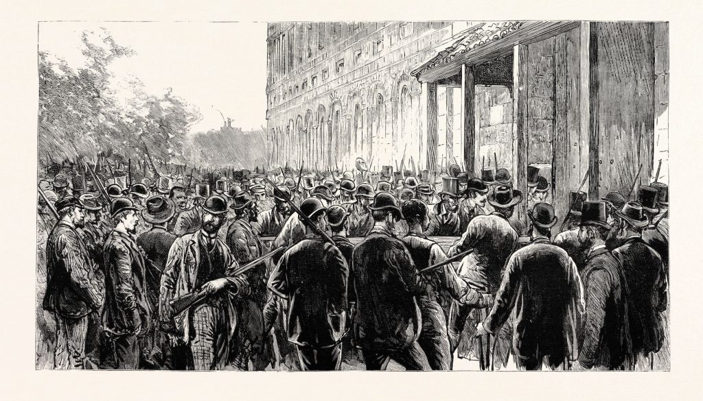 Illustration of the New Orleans lynch mob that killed 11 Italian-Americans on March 14, 1891. Photo by: Universal History Archive/Universal Images Group via Getty Images.