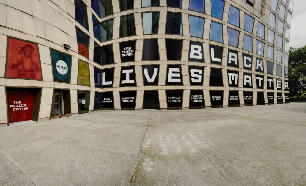 The Black Lives Matter installation at the Africa Center. Photo by Anita Ng, courtesy of The Africa Center.