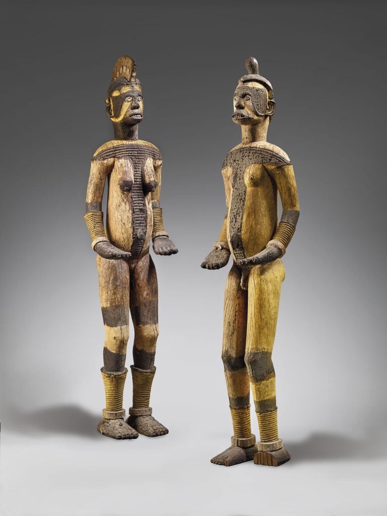 A pair of Igbo sculptures, attributed to Awka Master. Courtesy of Christie's Paris.