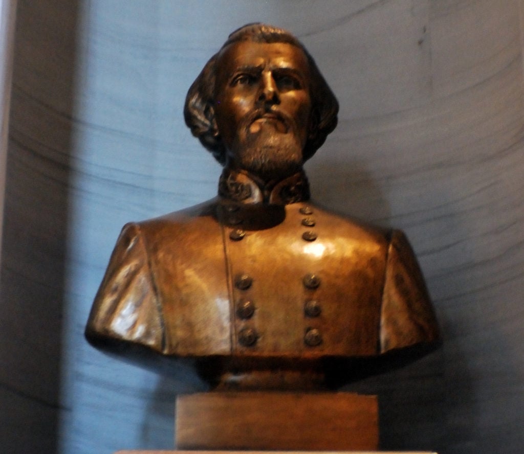 The bust of Nathan Bedford Forrest in the Tennessee State Capitol. Photo: Christopher Amrich.