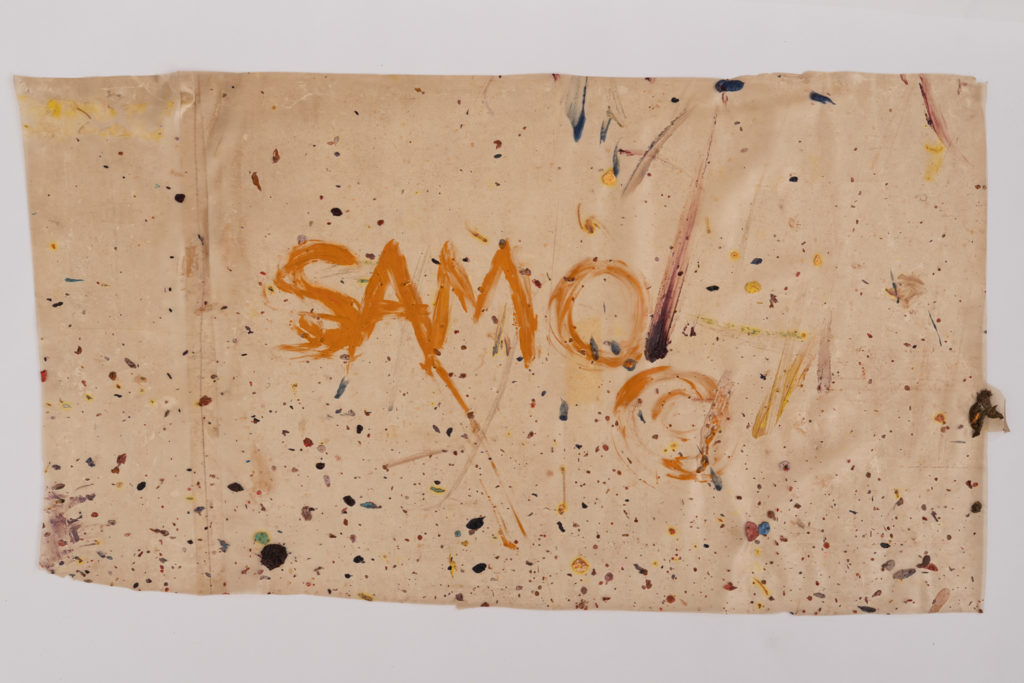 Jean-Michel Basquiat,Untitled (SAMO© Tarp) 1979. Photo courtesy Capsule Auctions.