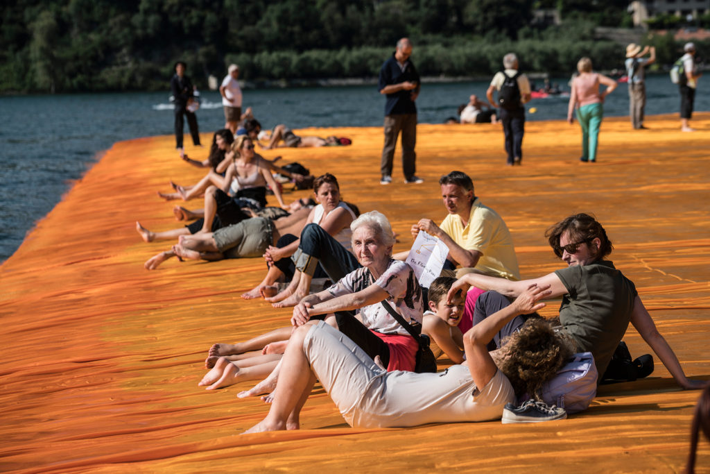 Christo and Jeanne-Claude, The Floating Piers, Lake Iseo, Italy, (2014–16). Photo by Wolfgang Volz ©2016 Christo.