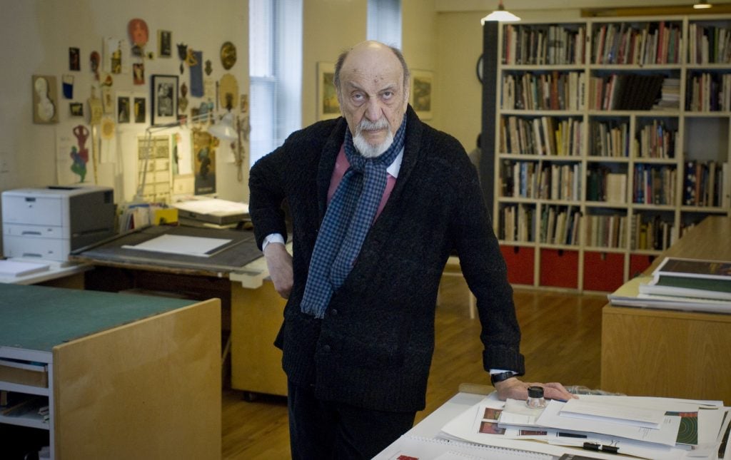 Graphic Designer Milton Glaser in his studio in New York City. Photo by Neville Elder/Corbis via Getty Images.