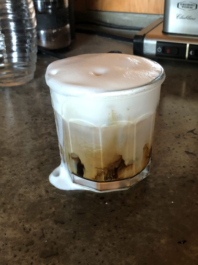 Iced espresso with steamed milk. Photo by William Wegman.