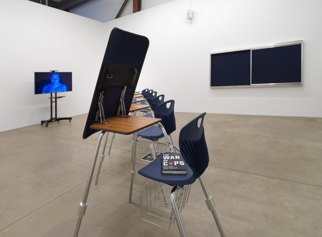 American Artist, installation view of "I’m Blue (If I Was █████ I Would Die)" at Koenig & Clinton, New York, in 2019. Photography by Jeffrey Sturges. Courtesy of American Artist.