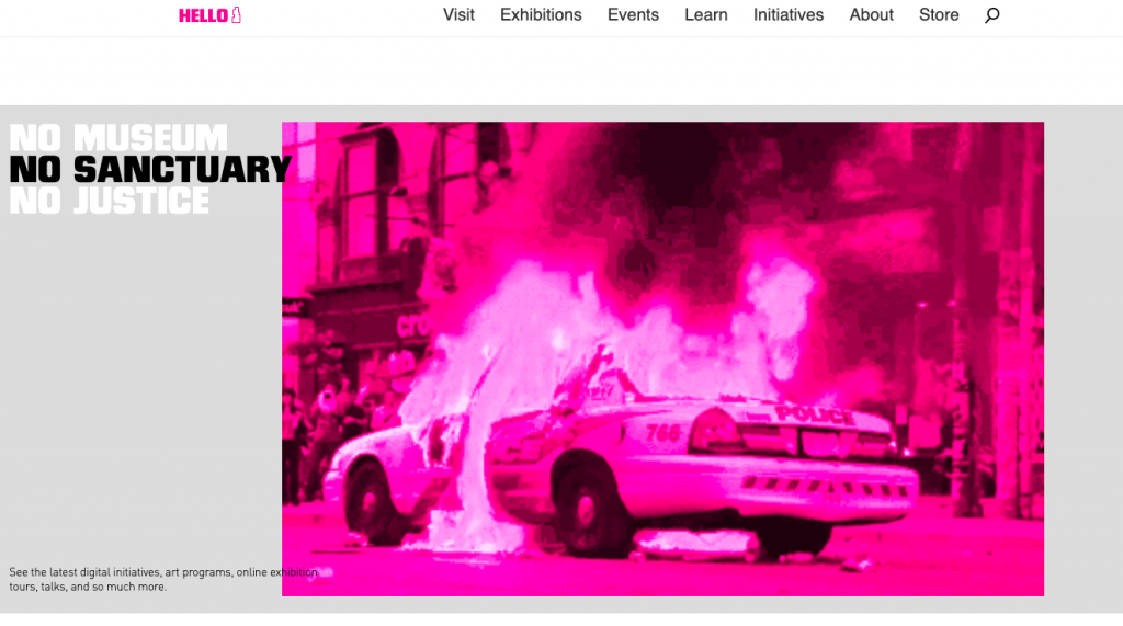 The landing page for the parody website of the New Museum. Courtesy newmuseum.net.