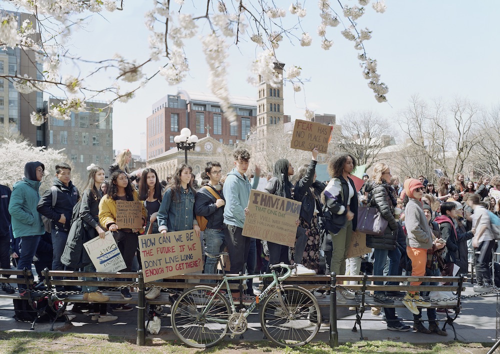 An-My Lê, <i>Fragment VII: High School Students Protesting Gun Violence, Washington Square Park, New York</i> (2018). Courtesy the artist and Marian Goodman Gallery. ©2020 An-My Lê.