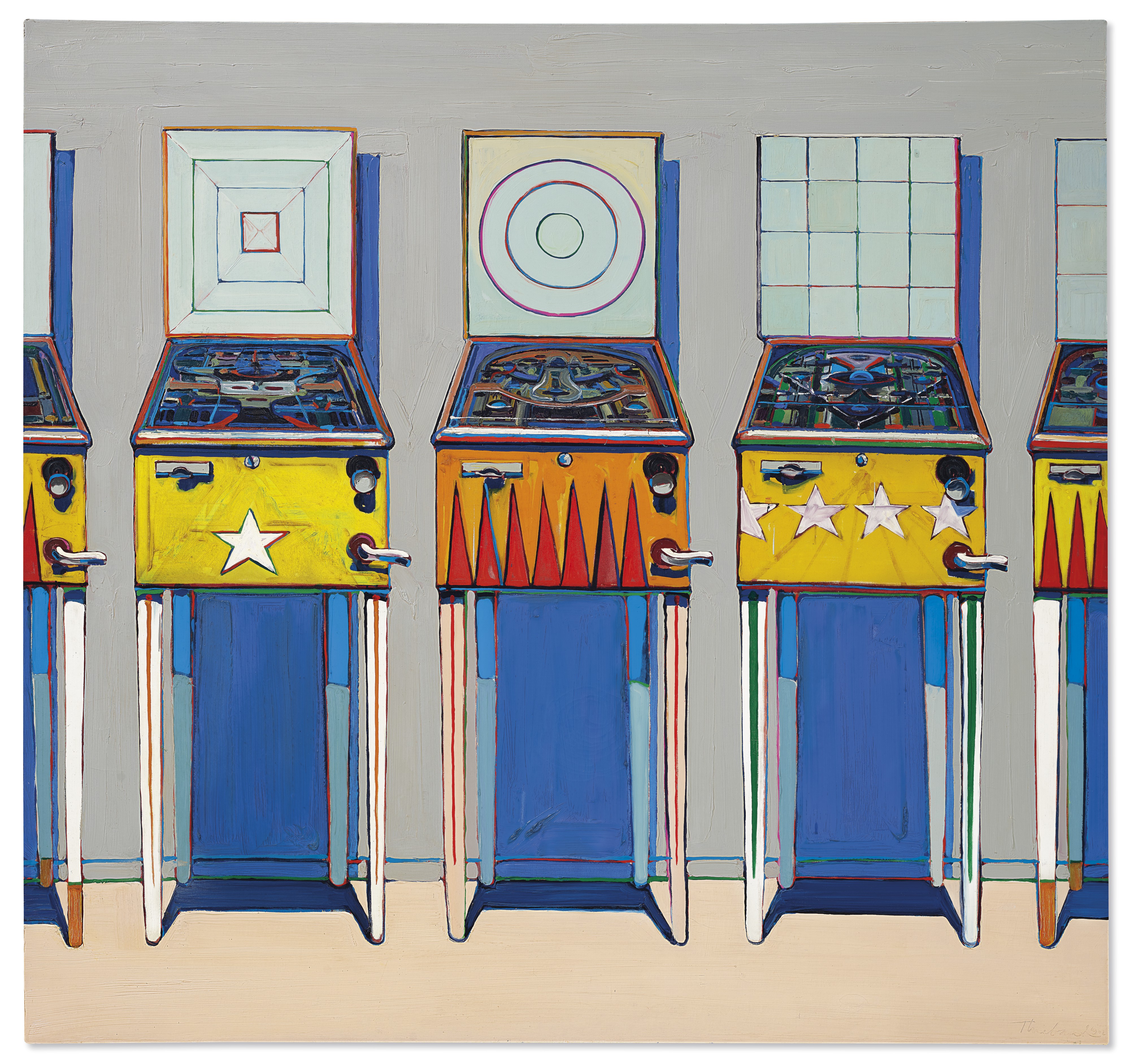 Wayne Thiebaud, Four Pinball Machines (1962). Photo courtesy of Christie's Images Ltd 2020.