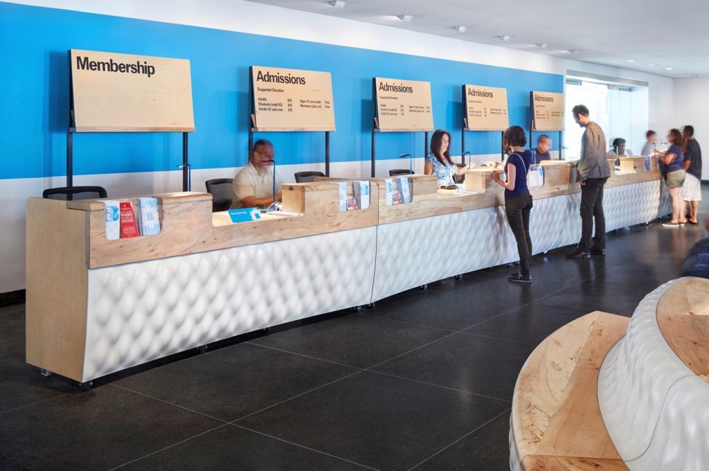 The front desk at the Brooklyn Museum. Photo by John Muggenborg, courtesy of MTWTF.