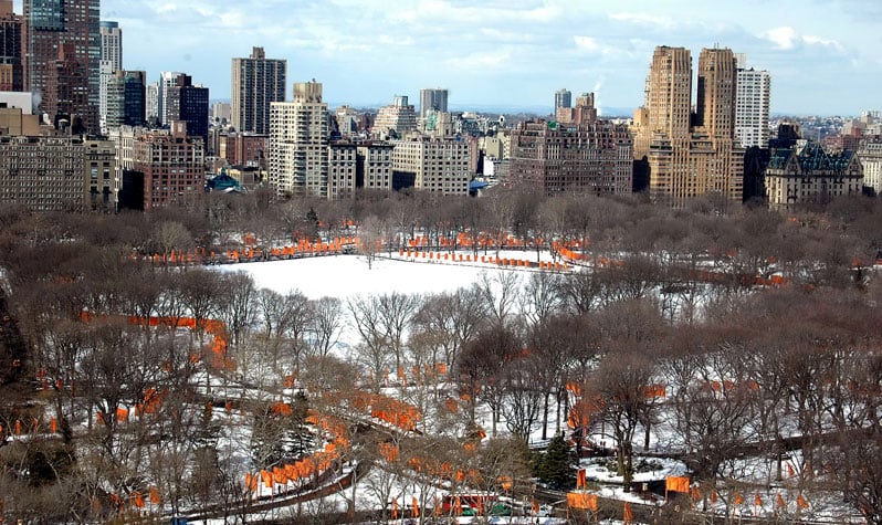 Christo and Jeanne-Claude, The Gates (2005), Central Park. Photo by Malcolm Pinckney, courtesy of NYC Parks.