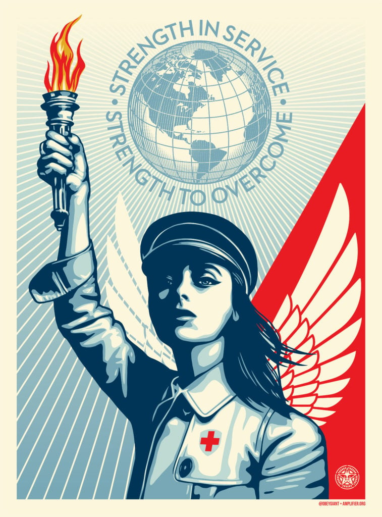 Shepard Fairey, Angel of Hope and Strength (2020). Courtesy Amplifier.