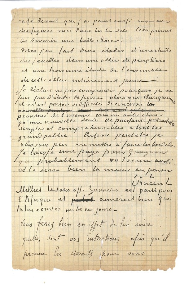 Letter (detail) from Vincent van Gogh and Paul Gauguin to Emile Bernard, November 1–2, 1888 (letter 716). Photo courtesy of the Van Gogh Museum, Amsterdam/Vincent van Gogh Foundation.